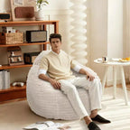 Sillón tipo puf de terciopelo para adultos, relleno de espuma con funda extraíble, color camel, para interior y exterior