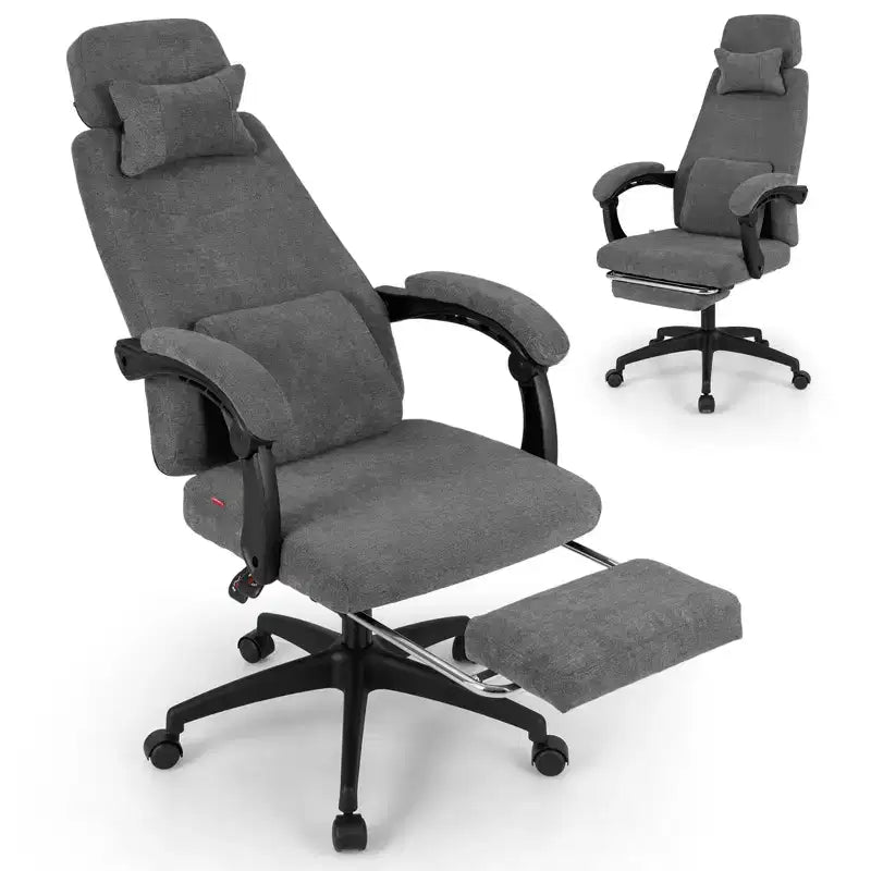 Costway Reclining Home Office Chair Retractable Footrest High-Back Ergonomic Executive