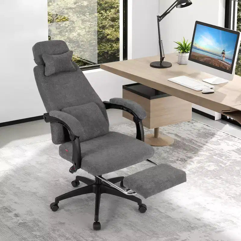 Sillón reclinable para oficina con reposapiés retráctil, ergonómico y respaldo alto