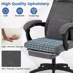 Sillón reclinable para oficina con reposapiés retráctil, ergonómico y respaldo alto