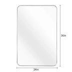 Espejo de baño rectangular de 24x36'', espejo de pared decorativo con película inastillable y marco de aluminio cepillado para baño, sala de estar
