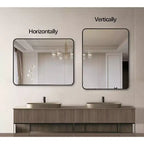 Espejo de baño rectangular de 24x36'', espejo de pared decorativo con película inastillable y marco de aluminio cepillado para baño, sala de estar