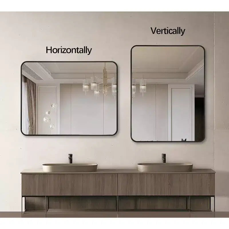 Espejo de baño rectangular de 24x36'', espejo de pared decorativo con película inastillable y marco de aluminio cepillado para baño, sala de estar