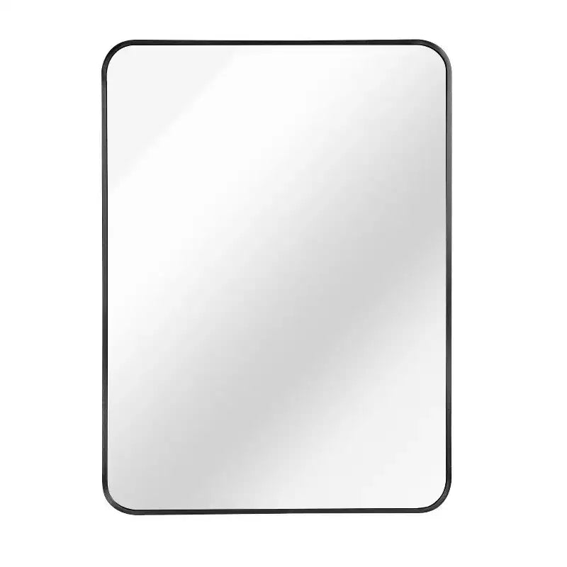 Espejo de baño rectangular de 24x36'', espejo de pared decorativo con película inastillable y marco de aluminio cepillado para baño, sala de estar