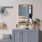 Espejo de baño rectangular de 24x36'', espejo de pared decorativo con película inastillable y marco de aluminio cepillado para baño, sala de estar