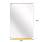 Espejo de baño rectangular de 24x36'', espejo de pared decorativo con película inastillable y marco de aluminio cepillado para baño, sala de estar