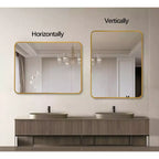 Espejo de baño rectangular de 24x36'', espejo de pared decorativo con película inastillable y marco de aluminio cepillado para baño, sala de estar