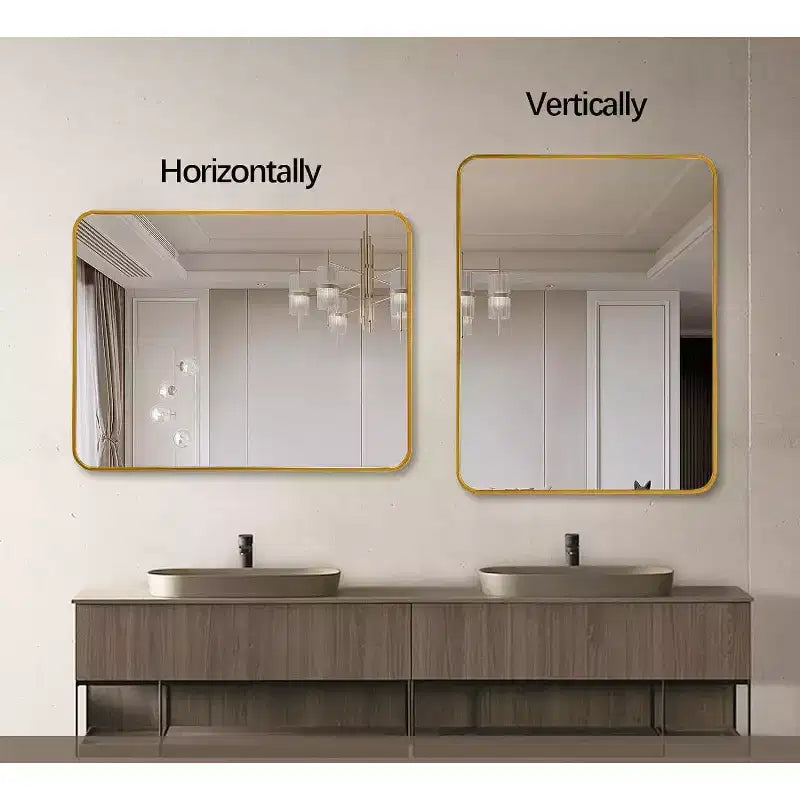 Espejo de baño rectangular de 24x36'', espejo de pared decorativo con película inastillable y marco de aluminio cepillado para baño, sala de estar