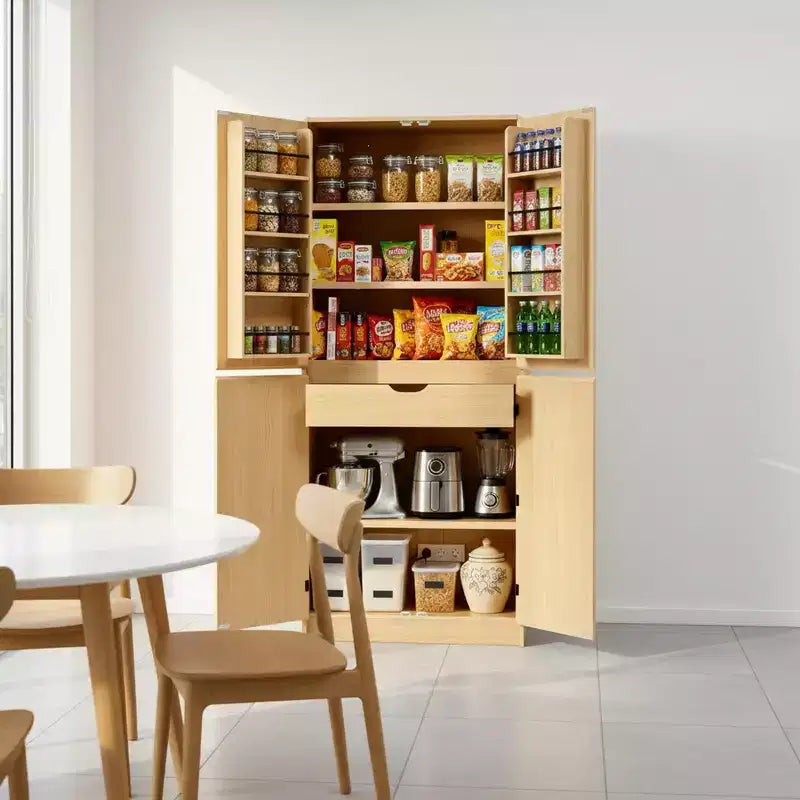 Mueble de almacenamiento de cocina de 72 pulgadas con puerta, estantes y estantes ajustables