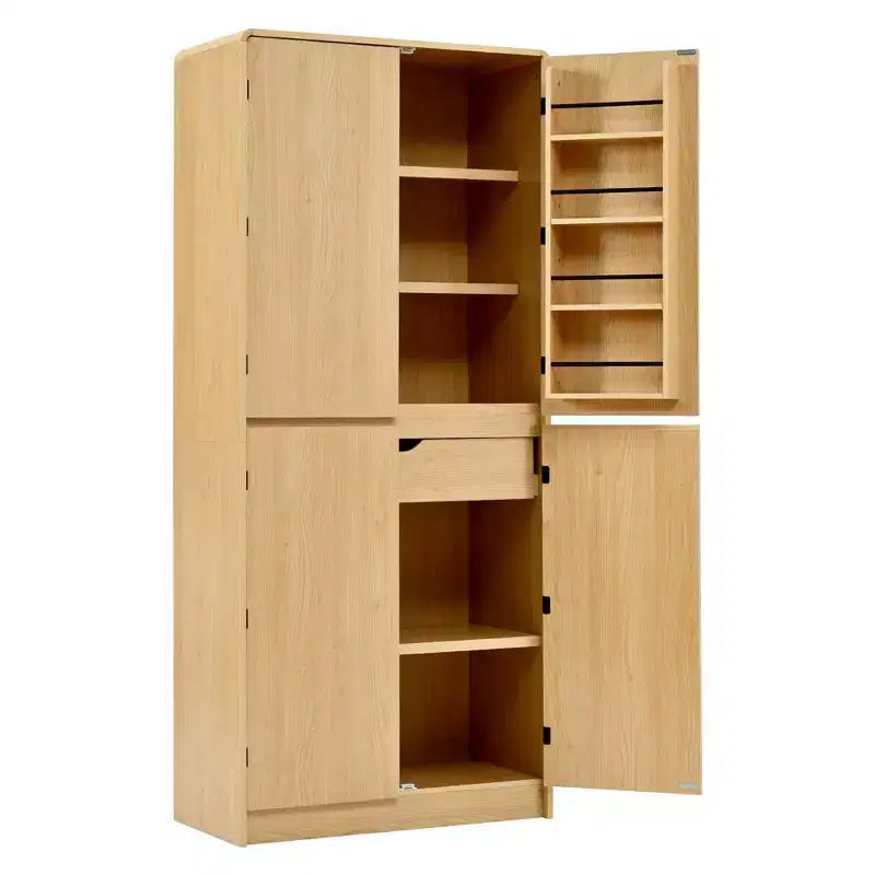 Mueble de almacenamiento de cocina de 72 pulgadas con puerta, estantes y estantes ajustables