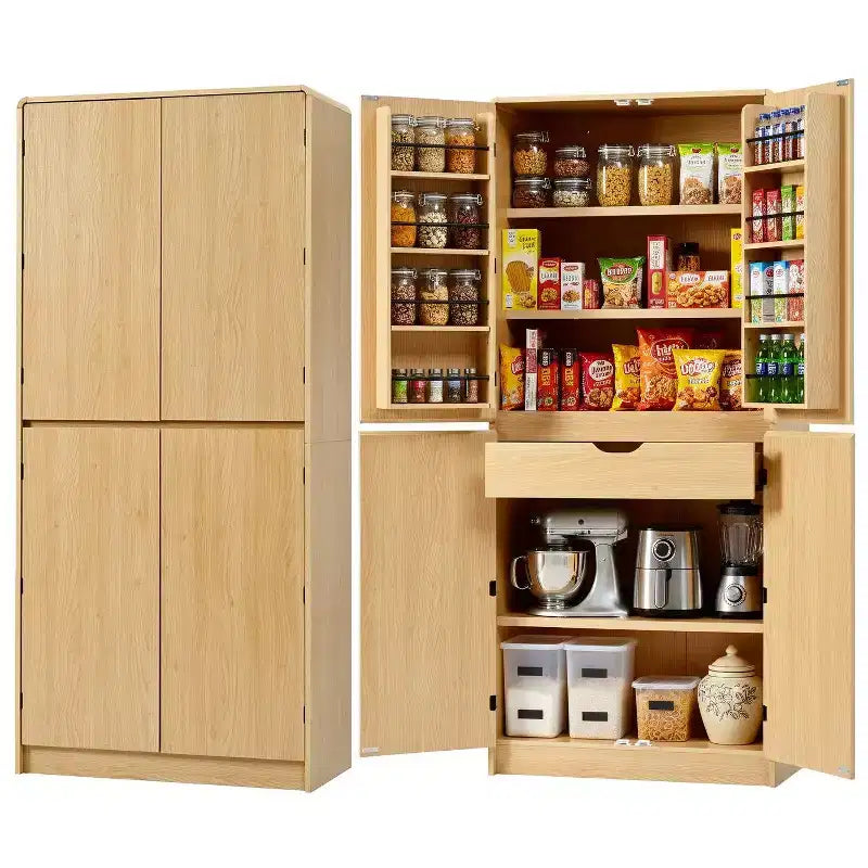 Mueble de almacenamiento de cocina de 72 pulgadas con puerta, estantes y estantes ajustables