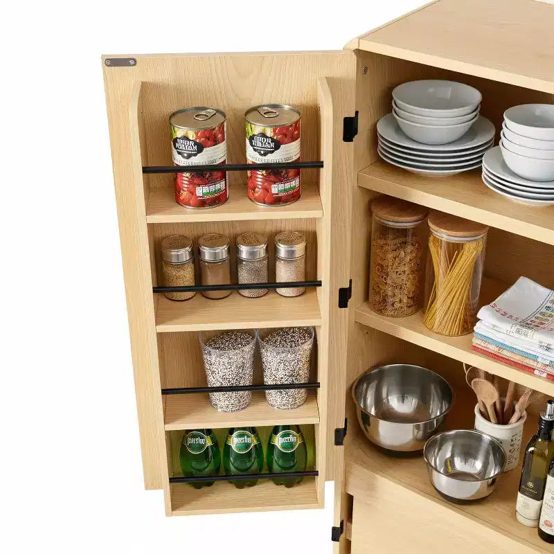Mueble de almacenamiento de cocina de 72 pulgadas con puerta, estantes y estantes ajustables