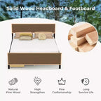 Base de cama de plataforma de madera de tamaño completo con 2 cajones de almacenamiento, cabecero de madera maciza, Espresso