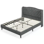 Estructura de cama Queen tapizada con cabecero capitoné, sin ruidos, capacidad de 450 kg