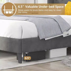 Estructura de cama Queen tapizada con cabecero capitoné, sin ruidos, capacidad de 450 kg