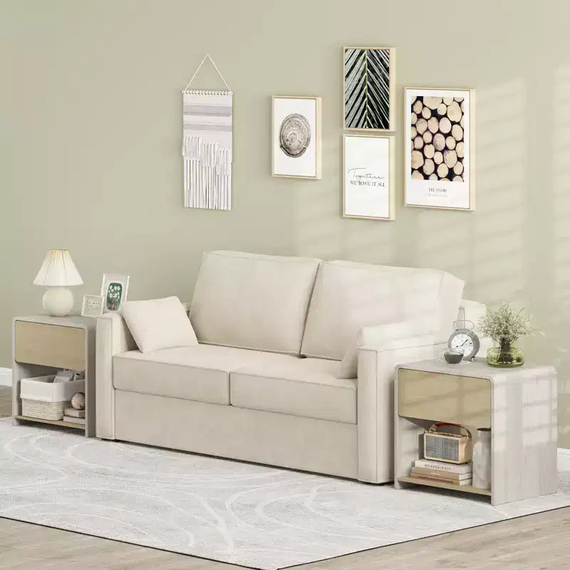 Mesita de Noche de Estilo Moderno de 2 Niveles para Sofá/Cama con Cajón y Estante Abierto
