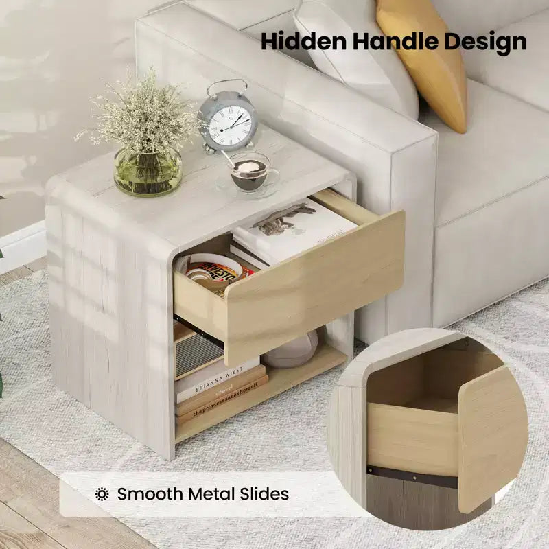 Mesita de Noche de Estilo Moderno de 2 Niveles para Sofá/Cama con Cajón y Estante Abierto