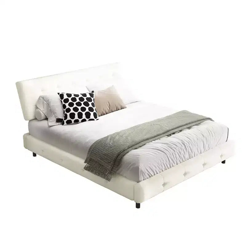 Cama Plataforma King Size de Chenilla, Estructura de Madera, Cabecero Tapizado con Almohada de Nube Ultra Suave Extra Grande
