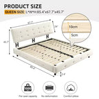 Cama Plataforma King Size de Chenilla, Estructura de Madera, Cabecero Tapizado con Almohada de Nube Ultra Suave Extra Grande
