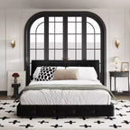 Cama Plataforma King Size de Chenilla, Estructura de Madera, Cabecero Tapizado con Almohada de Nube Ultra Suave Extra Grande