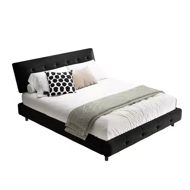 Cama Plataforma King Size de Chenilla, Estructura de Madera, Cabecero Tapizado con Almohada de Nube Ultra Suave Extra Grande