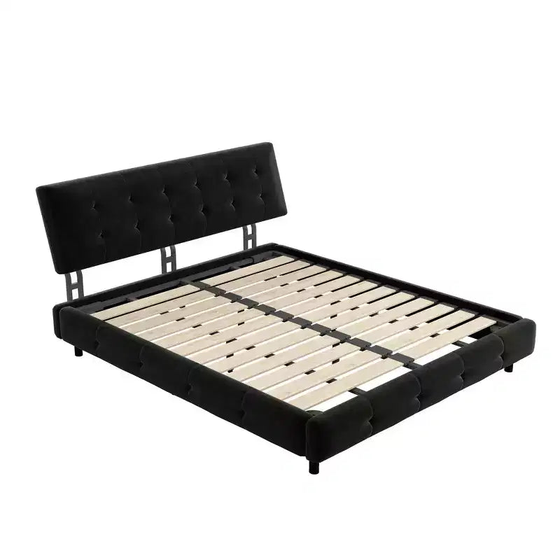 Cama Plataforma King Size de Chenilla, Estructura de Madera, Cabecero Tapizado con Almohada de Nube Ultra Suave Extra Grande