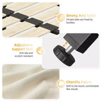 Cama Plataforma King Size de Chenilla, Estructura de Madera, Cabecero Tapizado con Almohada de Nube Ultra Suave Extra Grande