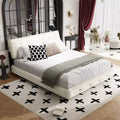 Whisen King Size Chenille Platform Bed, Wooden Bed Frame,Tufted Headboard with Extra-Large Ultra-Soft Cloud Pillow
