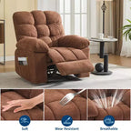Sillón reclinable extra ancho y extragrande con masaje y calor - Sillón reclinable manual de felpa para sala de estar, comodidad estilo "Lazy Boy" con reclinación de 150 grados