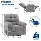 Sillón reclinable extra ancho y extragrande con masaje y calor - Sillón reclinable manual de felpa para sala de estar, comodidad estilo "Lazy Boy" con reclinación de 150 grados