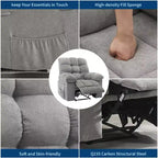 Sillón reclinable extra ancho y extragrande con masaje y calor - Sillón reclinable manual de felpa para sala de estar, comodidad estilo "Lazy Boy" con reclinación de 150 grados