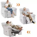 Sillón reclinable extra ancho y extragrande con masaje y calor - Sillón reclinable manual de felpa para sala de estar, comodidad estilo "Lazy Boy" con reclinación de 150 grados