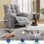 Sillón reclinable extra ancho y extragrande con masaje y calor - Sillón reclinable manual de felpa para sala de estar, comodidad estilo "Lazy Boy" con reclinación de 150 grados