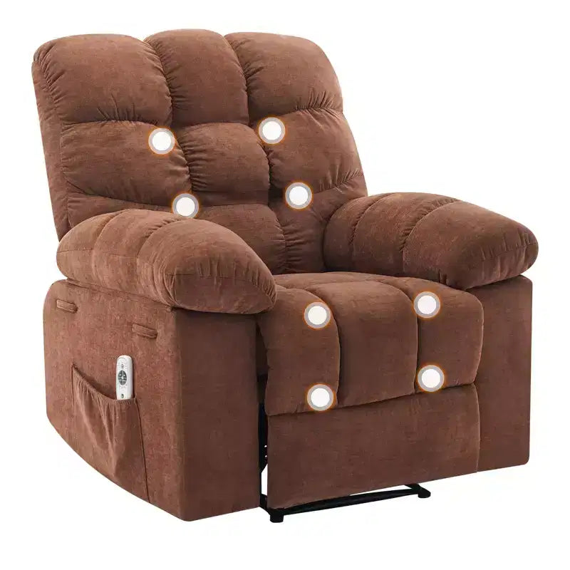 Sillón reclinable extra ancho y extragrande con masaje y calor - Sillón reclinable manual de felpa para sala de estar, comodidad estilo "Lazy Boy" con reclinación de 150 grados