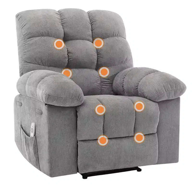 Sillón reclinable extra ancho y extragrande con masaje y calor - Sillón reclinable manual de felpa para sala de estar, comodidad estilo "Lazy Boy" con reclinación de 150 grados