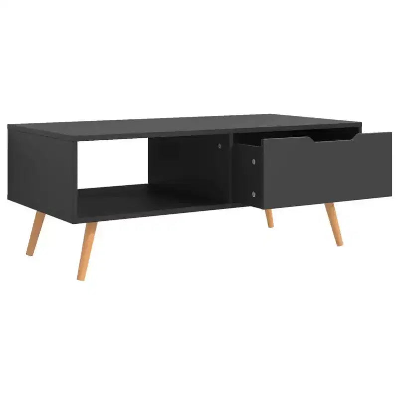 Mesa de centro rectangular con cajón y estante abierto, madera de ingeniería, blanca, 39.4"L x 19.5"W