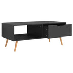 Mesa de centro rectangular con cajón y estante abierto, madera de ingeniería, blanca, 39.4"L x 19.5"W