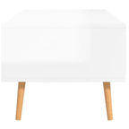 Mesa de centro rectangular con cajón y estante abierto, madera de ingeniería, blanca, 39.4"L x 19.5"W