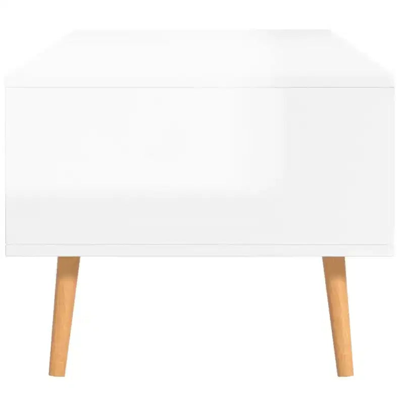 Mesa de centro rectangular con cajón y estante abierto, madera de ingeniería, blanca, 39.4"L x 19.5"W