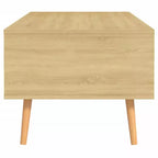 Mesa de centro rectangular con cajón y estante abierto, madera de ingeniería, blanca, 39.4"L x 19.5"W