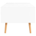 Mesa de centro rectangular con cajón y estante abierto, madera de ingeniería, blanca, 39.4"L x 19.5"W