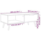 Mesa de centro rectangular con cajón y estante abierto, madera de ingeniería, blanca, 39.4"L x 19.5"W