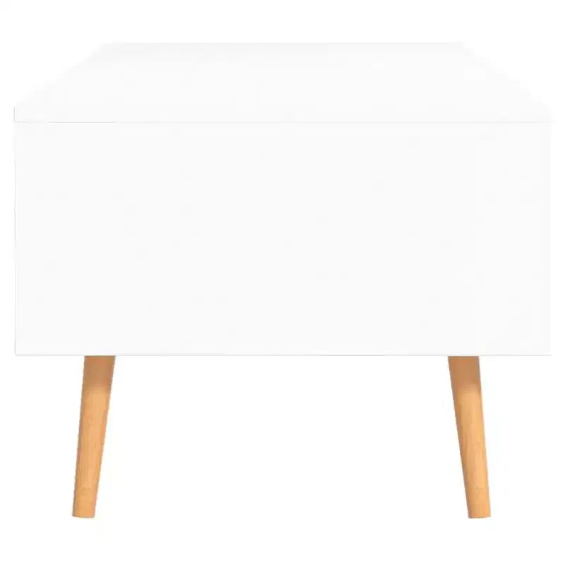 Mesa de centro rectangular con cajón y estante abierto, madera de ingeniería, blanca, 39.4"L x 19.5"W