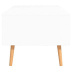 Mesa de centro rectangular con cajón y estante abierto, madera de ingeniería, blanca, 39.4"L x 19.5"W