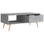 Mesa de centro rectangular con cajón y estante abierto, madera de ingeniería, blanca, 39.4"L x 19.5"W