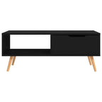 Mesa de centro rectangular con cajón y estante abierto, madera de ingeniería, blanca, 39.4"L x 19.5"W