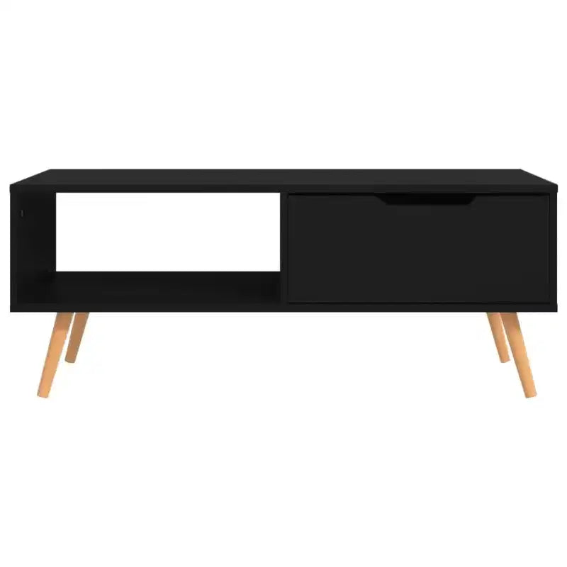 Mesa de centro rectangular con cajón y estante abierto, madera de ingeniería, blanca, 39.4"L x 19.5"W