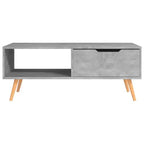 Mesa de centro rectangular con cajón y estante abierto, madera de ingeniería, blanca, 39.4"L x 19.5"W