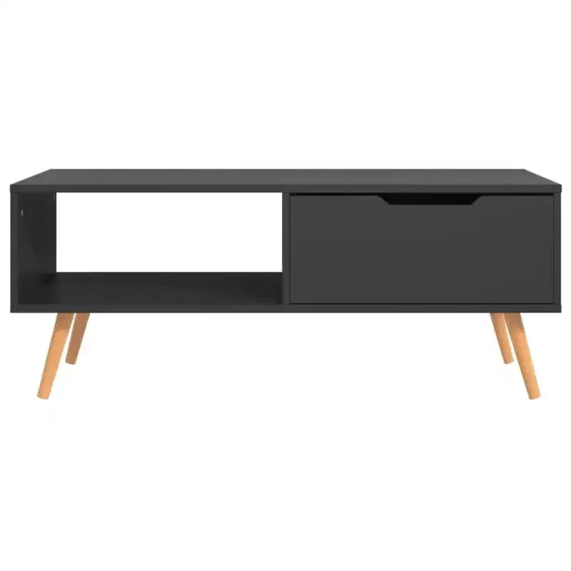 Mesa de centro rectangular con cajón y estante abierto, madera de ingeniería, blanca, 39.4"L x 19.5"W