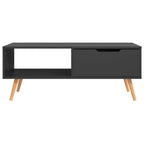 Mesa de centro rectangular con cajón y estante abierto, madera de ingeniería, blanca, 39.4"L x 19.5"W
